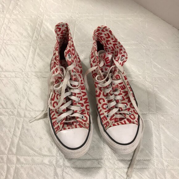 Converse Chuck Taylor‎ "Converse" Printed in Red High Tops mens 8 - Picture 2 of 7
